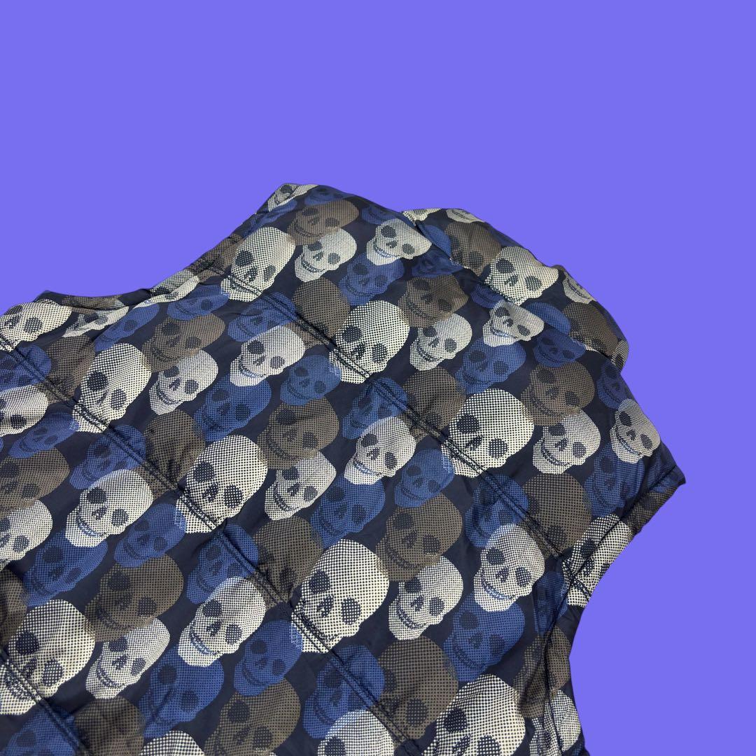 Old Navy スカル柄 中綿ベスト フリースライナー L ダウンベスト