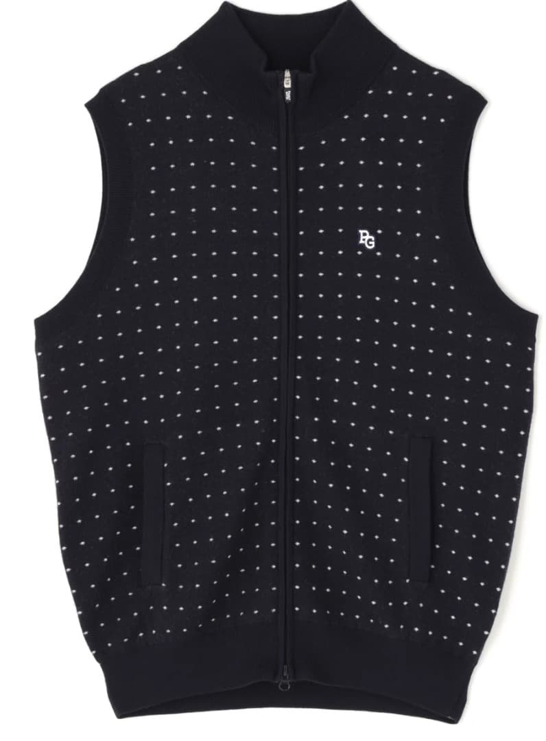 パーリーゲイツ 14Gダブルジャガードカシミヤ混フルジップニットベスト サイズ4