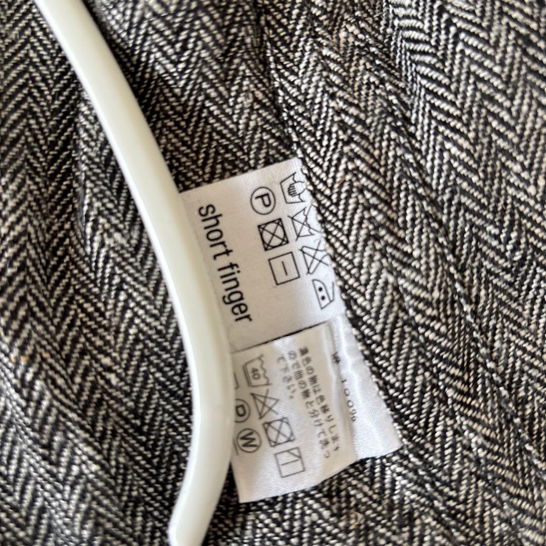 美品　TOWNお仕立てリネンベスト　グレーヘリンボーン