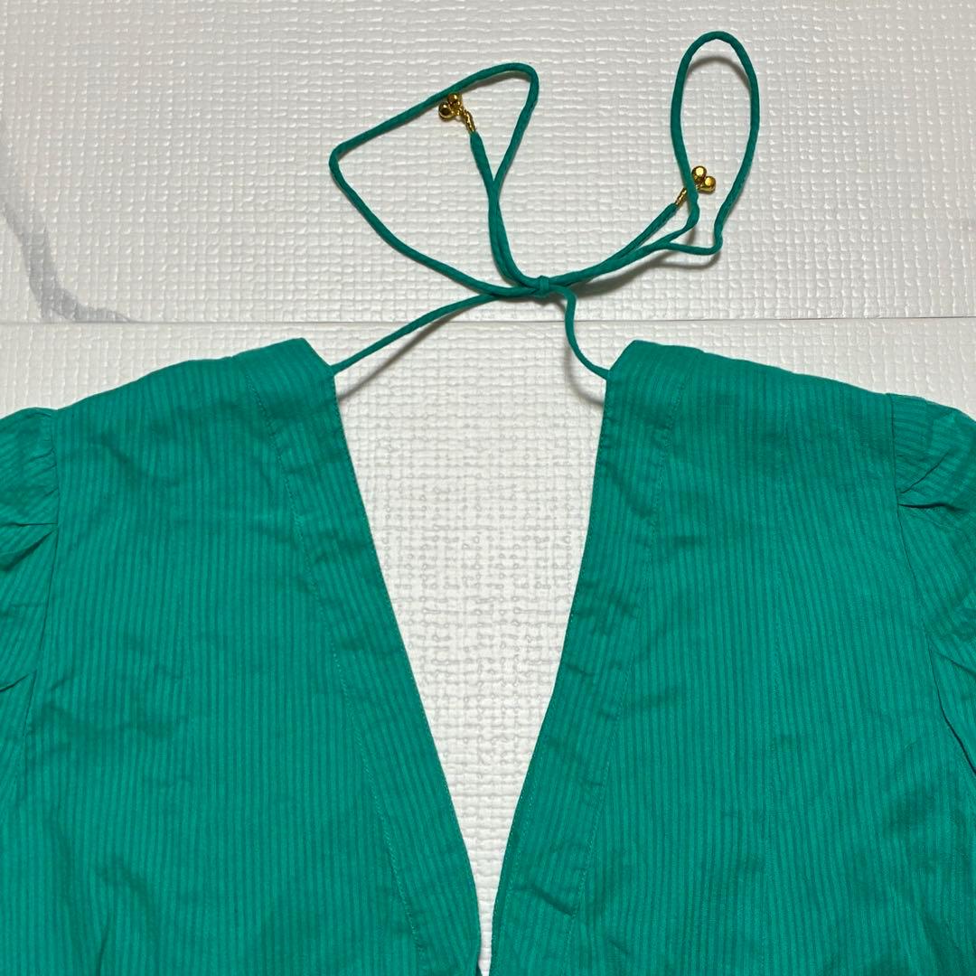 ne Quittez pas ドビー ストライプ ワンピース グリーン ゴールド