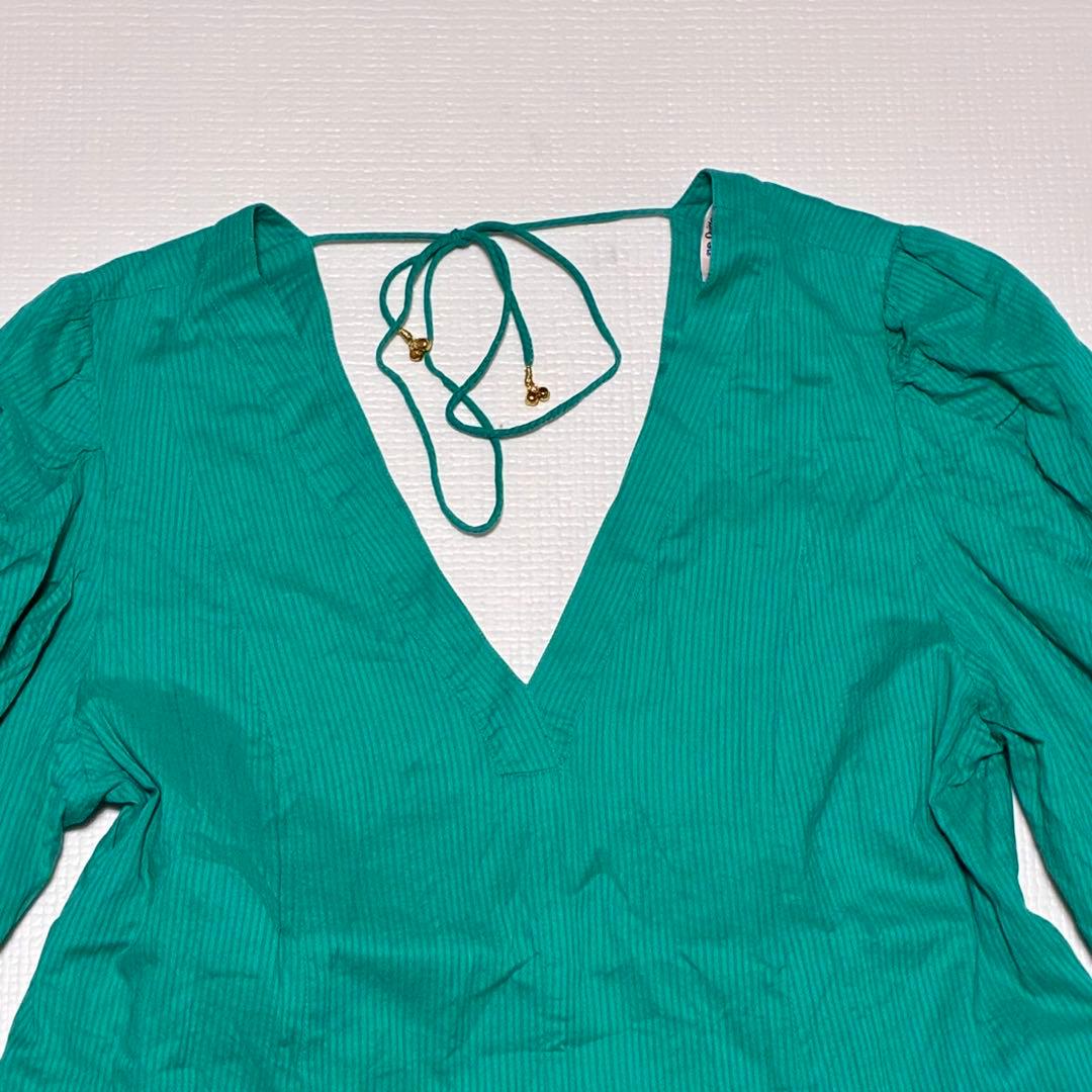 ne Quittez pas ドビー ストライプ ワンピース グリーン ゴールド