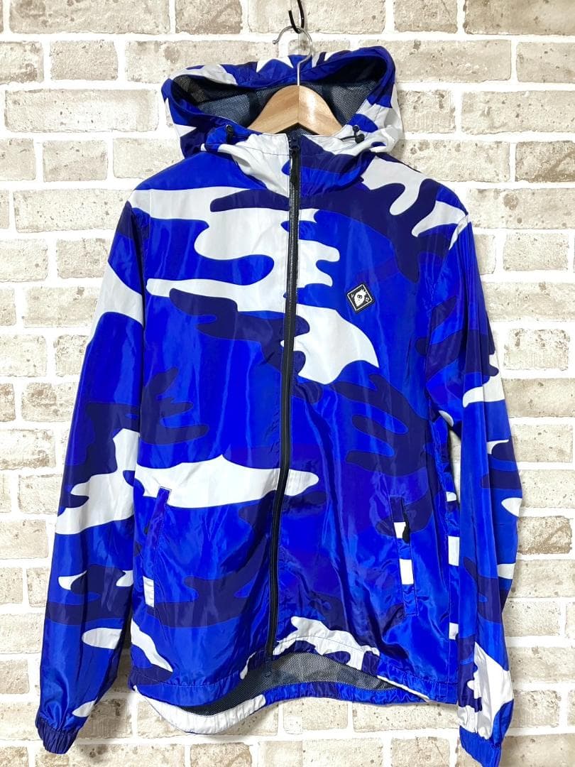 【早い者勝ち✨】V12 メンズ フルジップパーカー Mサイズ 総柄 迷彩 青系