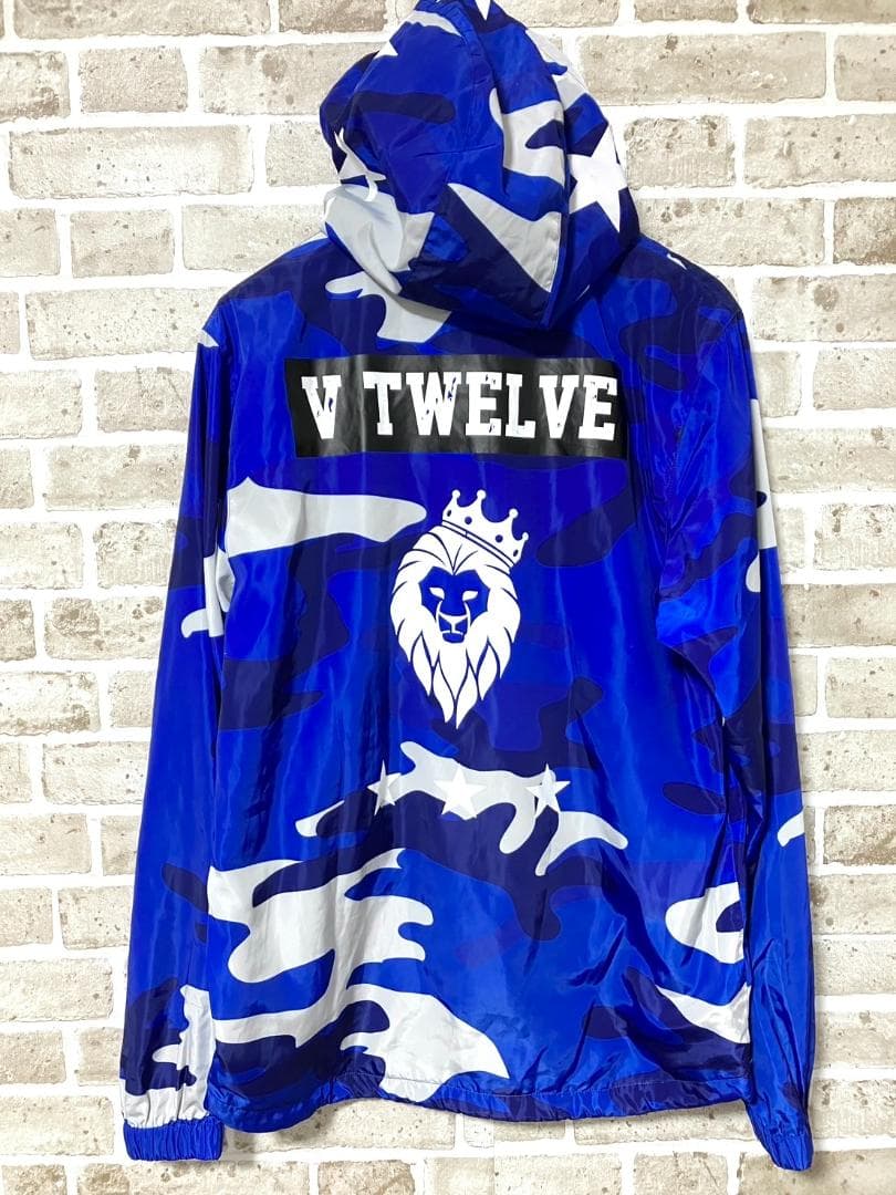 【早い者勝ち✨】V12 メンズ フルジップパーカー Mサイズ 総柄 迷彩 青系