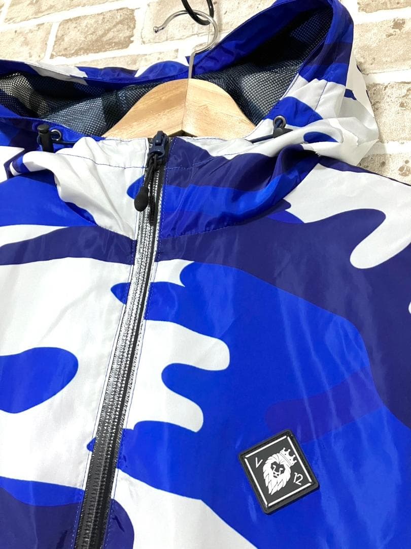 【早い者勝ち✨】V12 メンズ フルジップパーカー Mサイズ 総柄 迷彩 青系