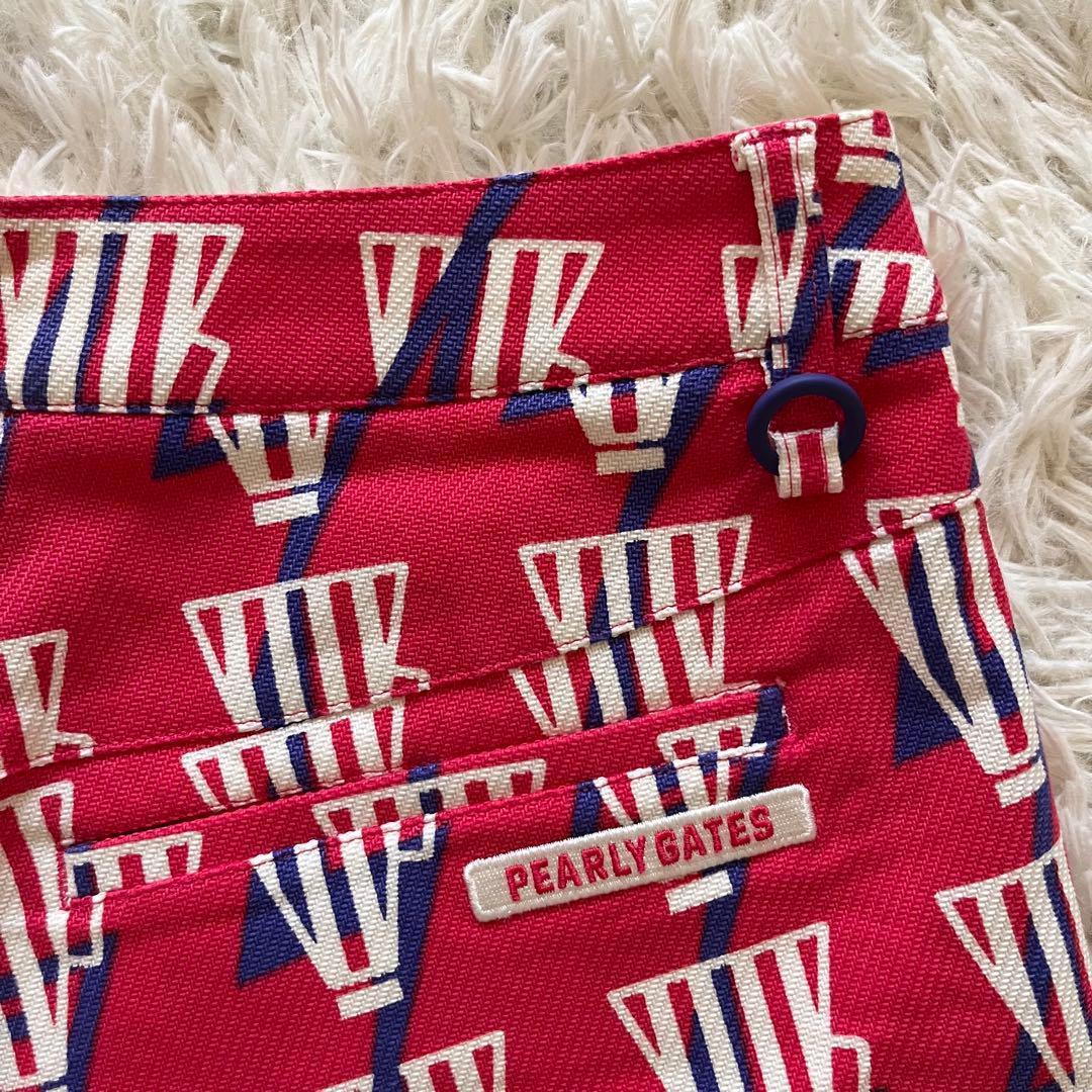 PEARLY GATES パターンプリント ゴルフパンツ ショートパンツ 0 赤