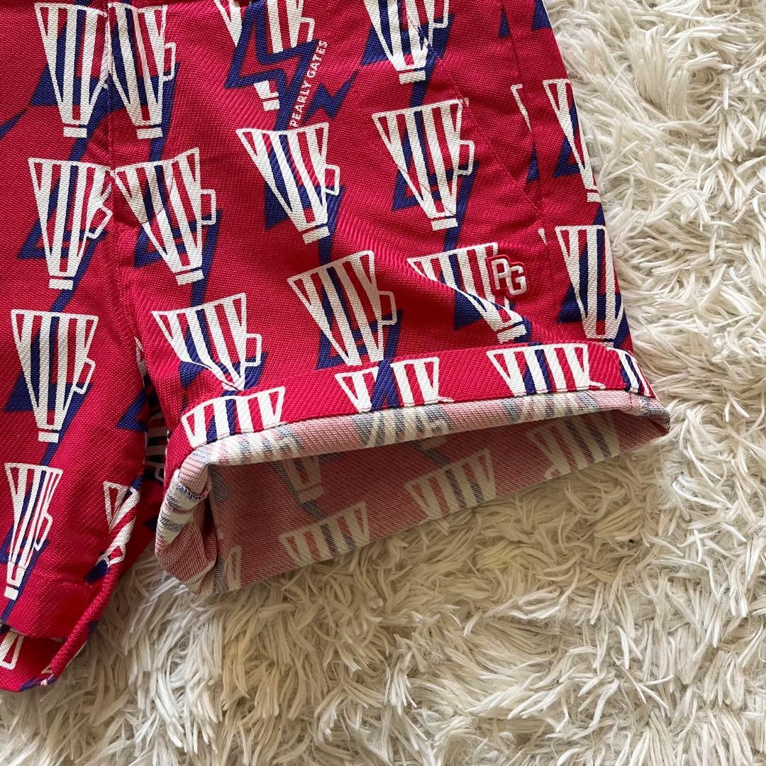 PEARLY GATES パターンプリント ゴルフパンツ ショートパンツ 0 赤