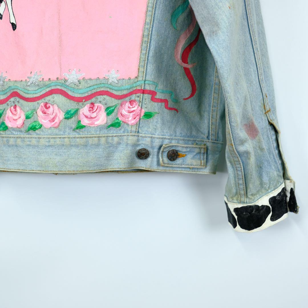 80s Levi's 70507 ハンドペイント デニムジャケットカウ柄