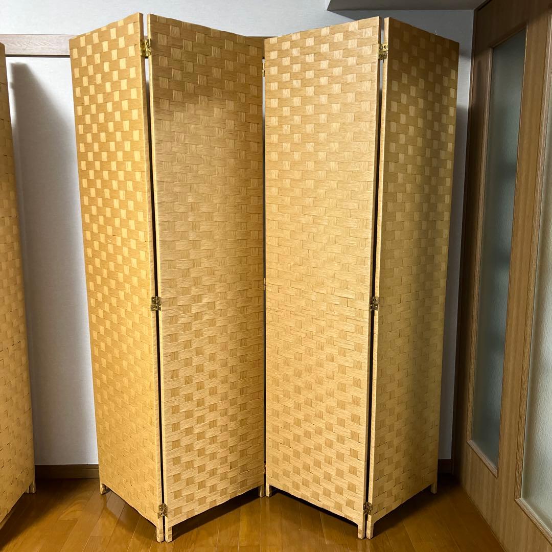 4連タイプ紙製パーティション2個セット 間仕切り 和風衝立 紙製 部屋仕切り