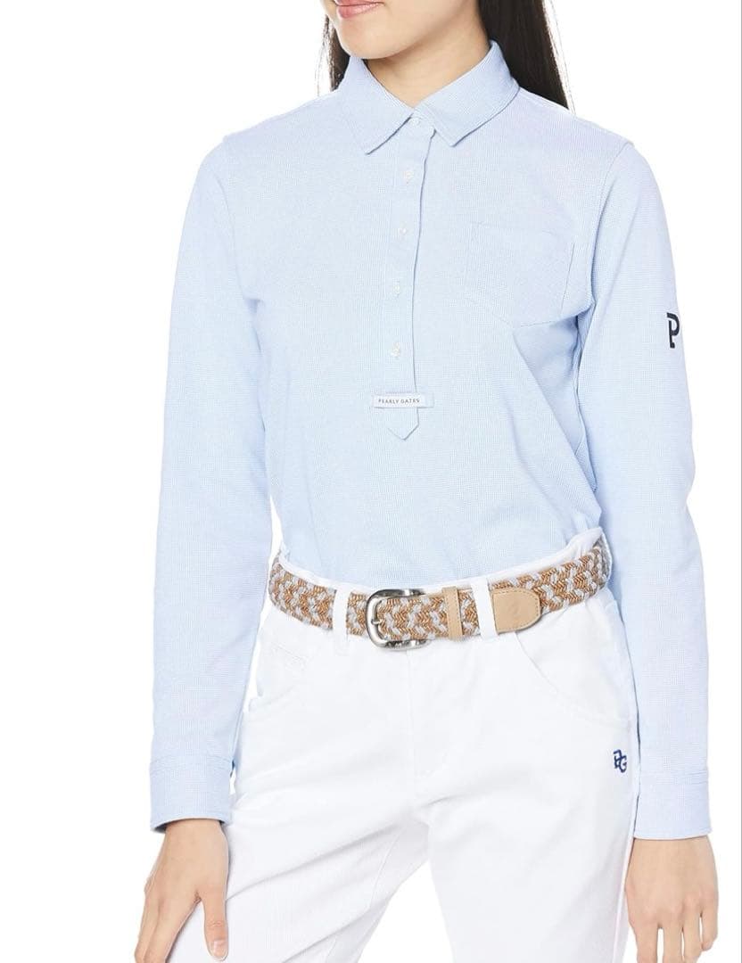 PEARLY GATES 長袖ポロシャツ サックスブルー レディース S