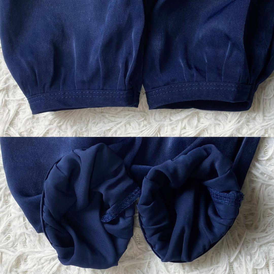 4極美品完売品 creema 華やか ツイード フラワー ワンピース マキシ 紺