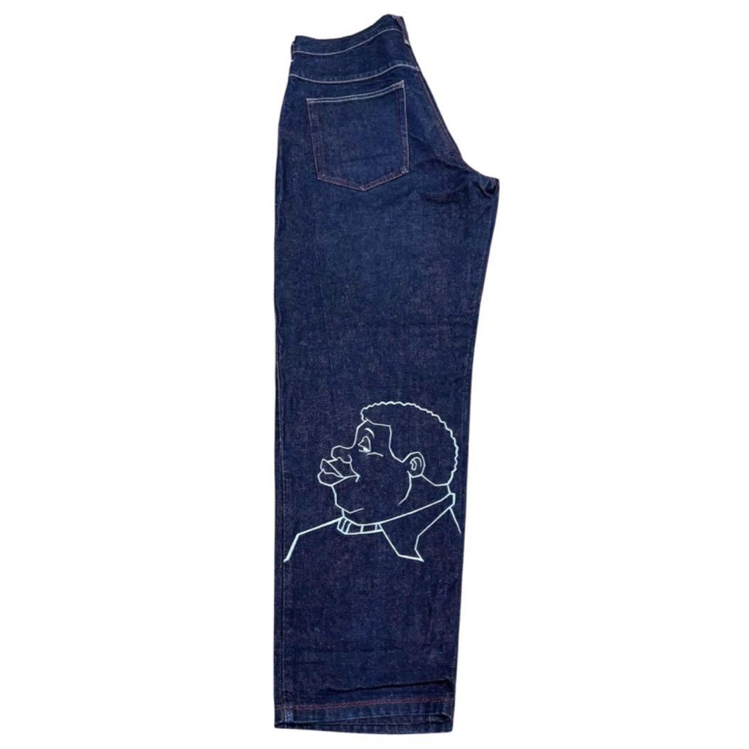00s 美品■PLATINUM FUBU■濃色インディゴ デニム バギー パンツ