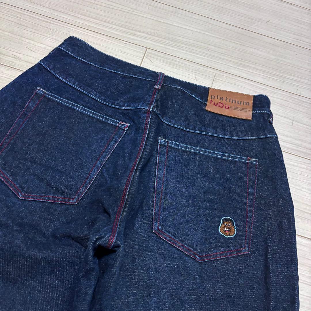 00s 美品■PLATINUM FUBU■濃色インディゴ デニム バギー パンツ