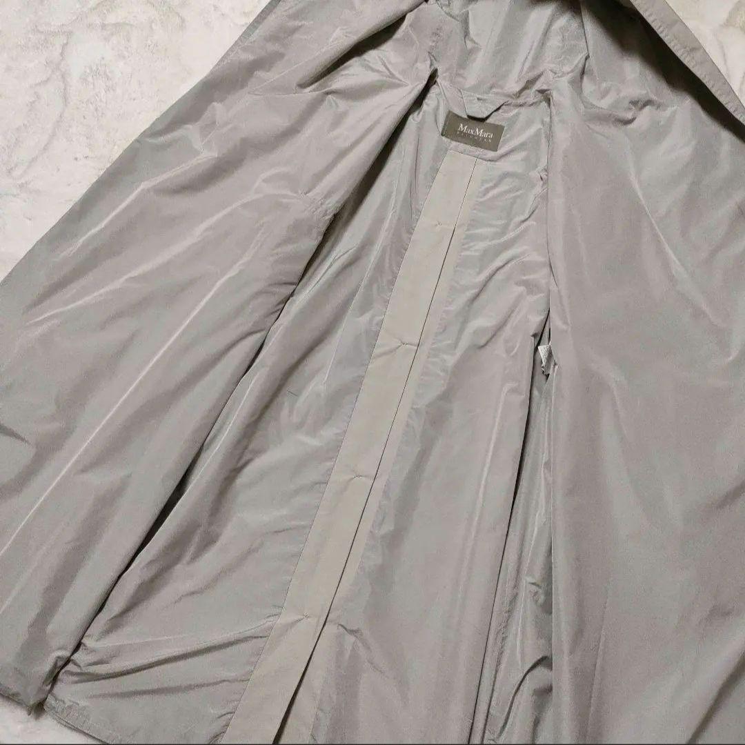 美品 Max Mara レインコート ロングコート グレー フード ベルト付き