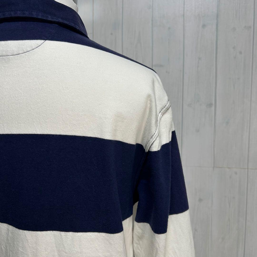 極上カラー ポロラルフローレン ラガーシャツ ビッグポニー ネイビー 白 M