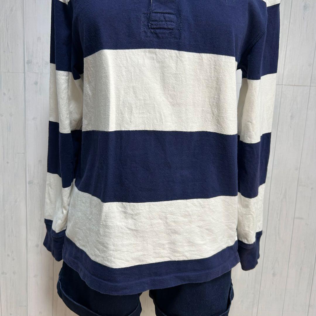 極上カラー ポロラルフローレン ラガーシャツ ビッグポニー ネイビー 白 M