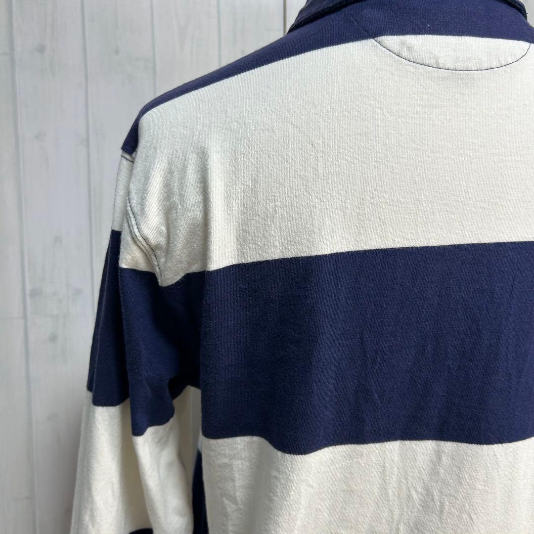 極上カラー ポロラルフローレン ラガーシャツ ビッグポニー ネイビー 白 M
