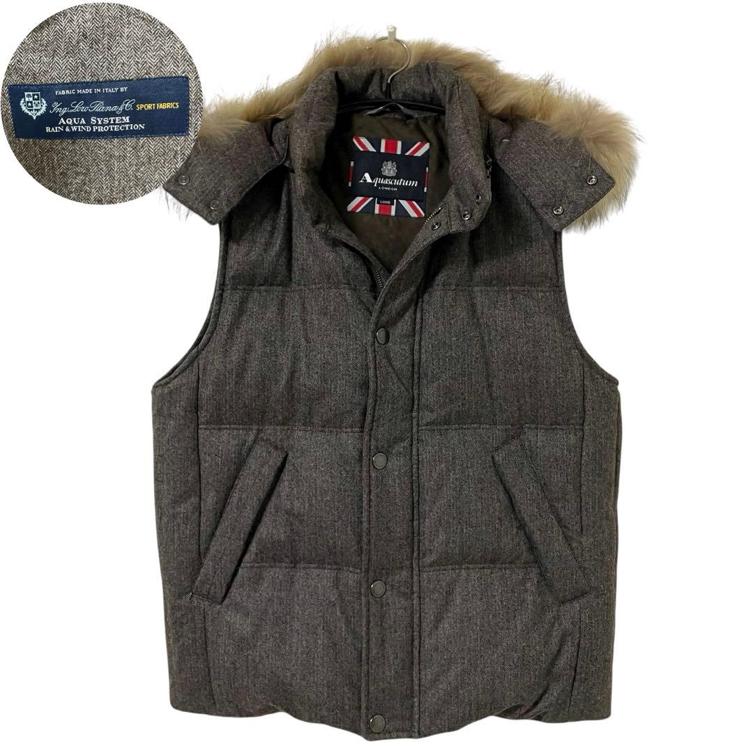 アクアスキュータム ロロピアーナ 最高級ダウンベスト ファー カシミヤ シルク