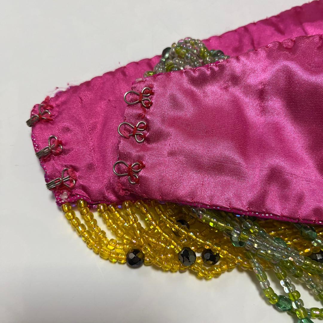 ベリーダンス衣装　ピンク　ブラベルト&アーム&スカート2枚