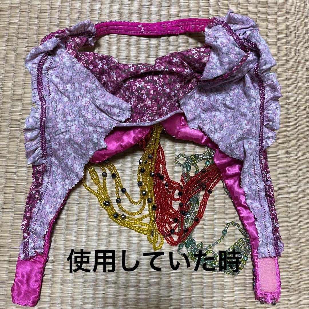 ベリーダンス衣装　ピンク　ブラベルト&アーム&スカート2枚