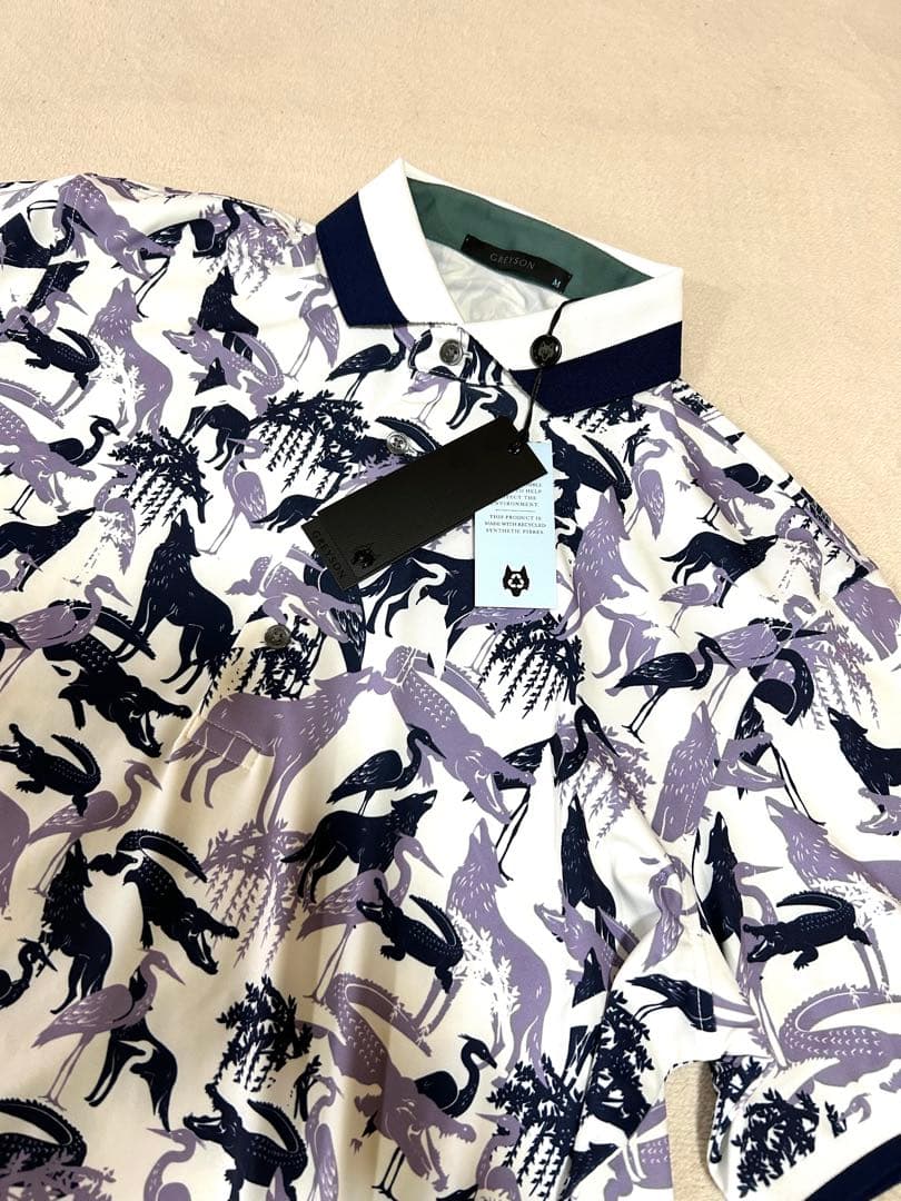 【新品タグ付き】グレイソン ポロシャツ 総柄 動物柄　M