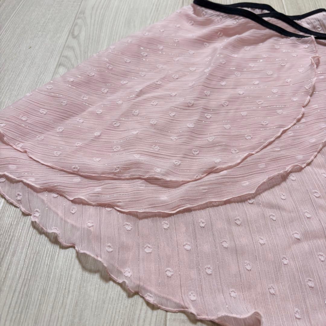 新品　ルビアウェア　rubiawear バレエ　巻きスカート ピンク　ドット柄
