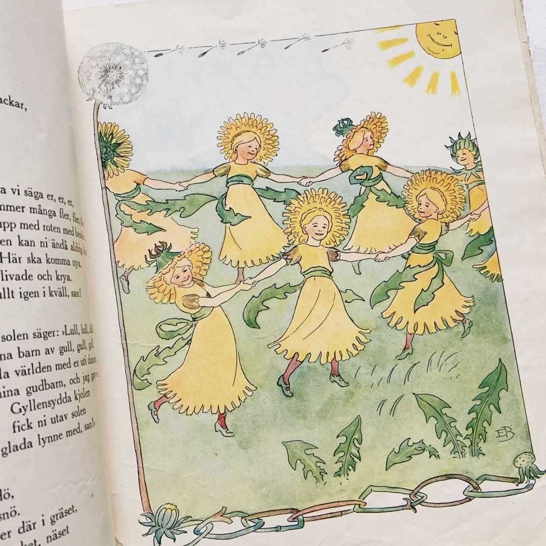 スウェーデンの古い絵本 エルサ・ベスコフの素敵な挿絵꙳⋆花の歌　ビンテージ洋書