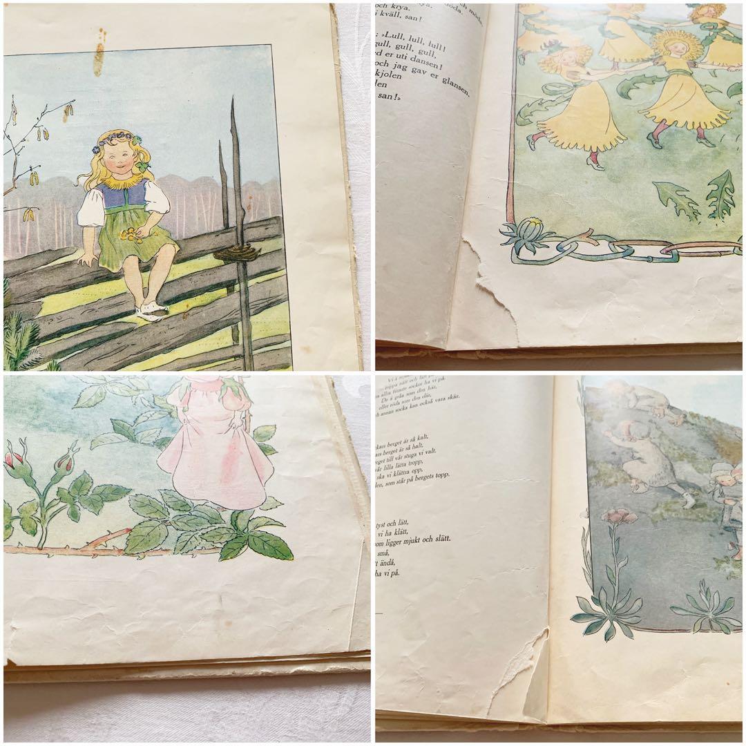 スウェーデンの古い絵本 エルサ・ベスコフの素敵な挿絵꙳⋆花の歌　ビンテージ洋書