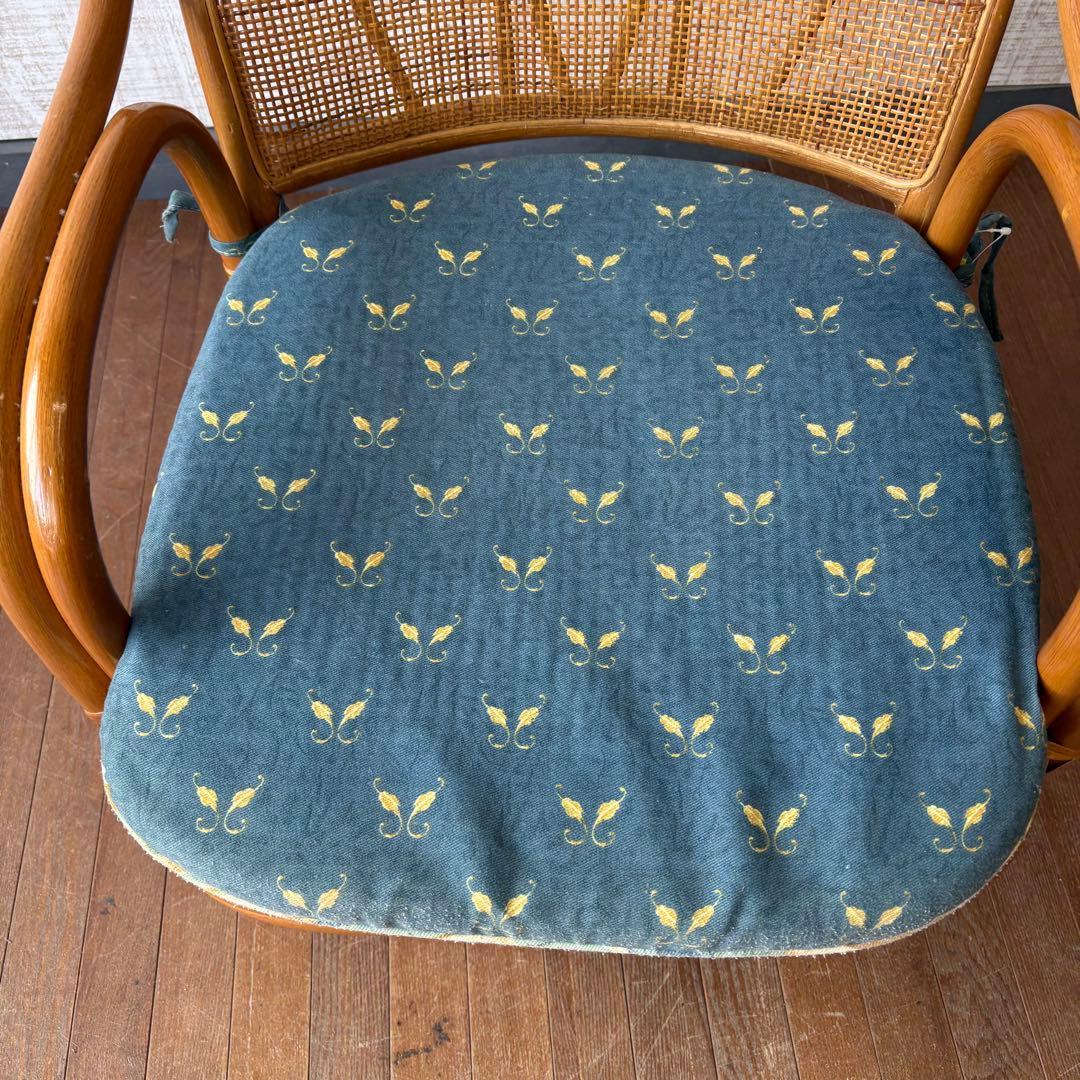 昭和レトロ ラタンチェア 回転座椅子 籐家具 回転チェア アームチェア 座椅子