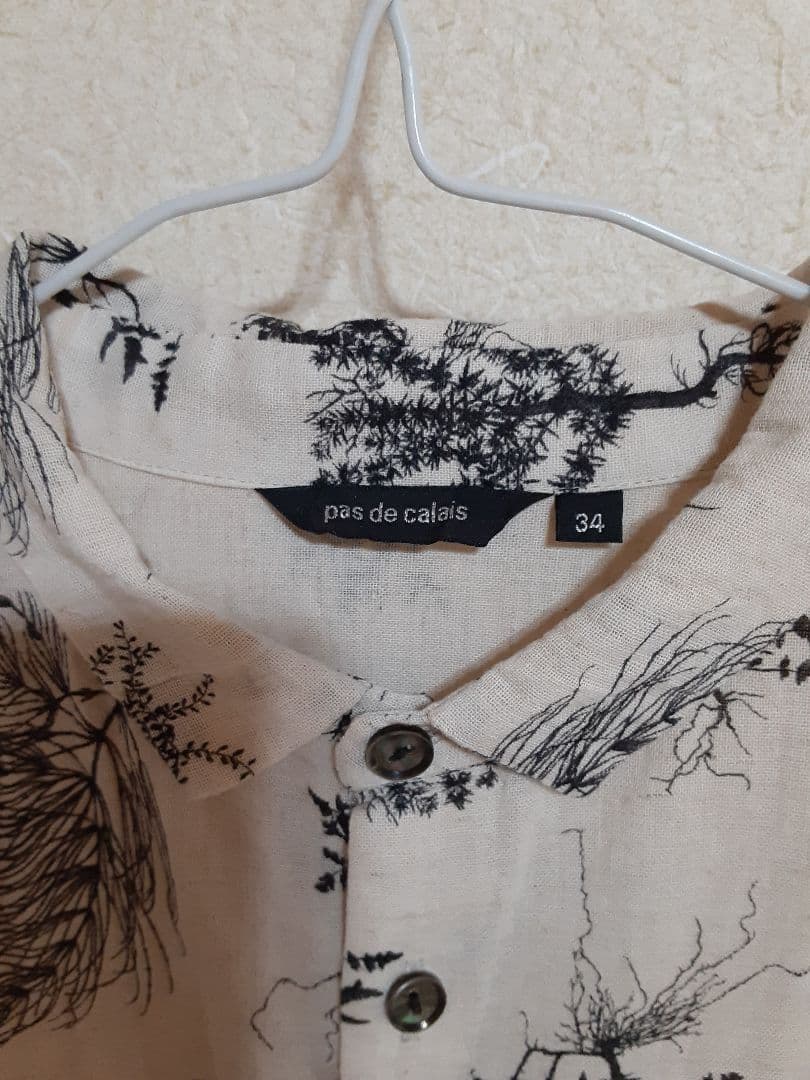 pas de calais 植物柄 長袖シャツ 34