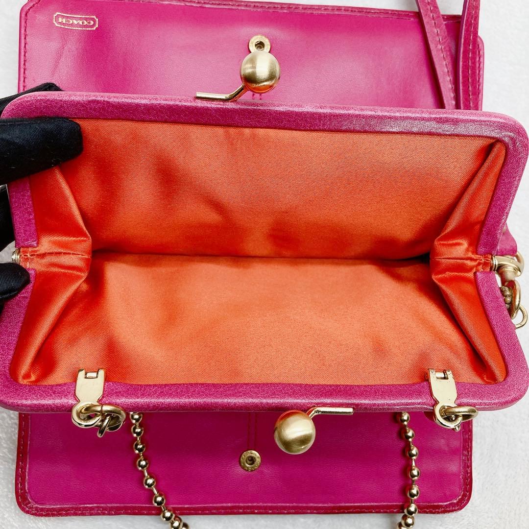 バッグ Coach Shoulder Wallet Kiss Lock Pink y2k
