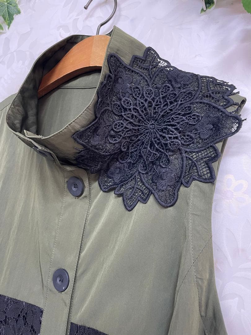 275新品BRILLANTE豪華お花レース付きストレッチロングベスト