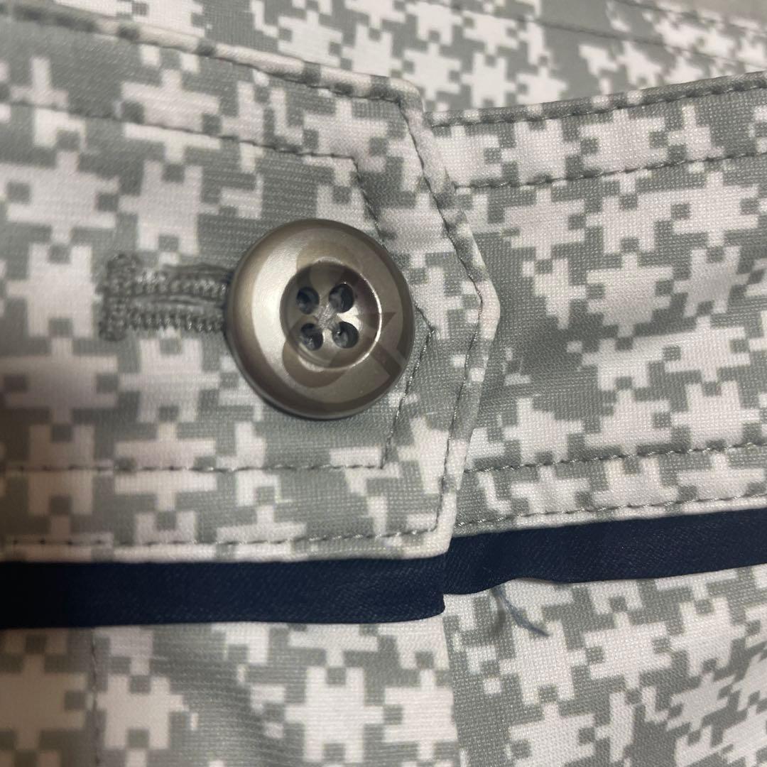 アンパスィ ゴルフパンツ レディース M デジタル千鳥格子柄 総柄 グレー