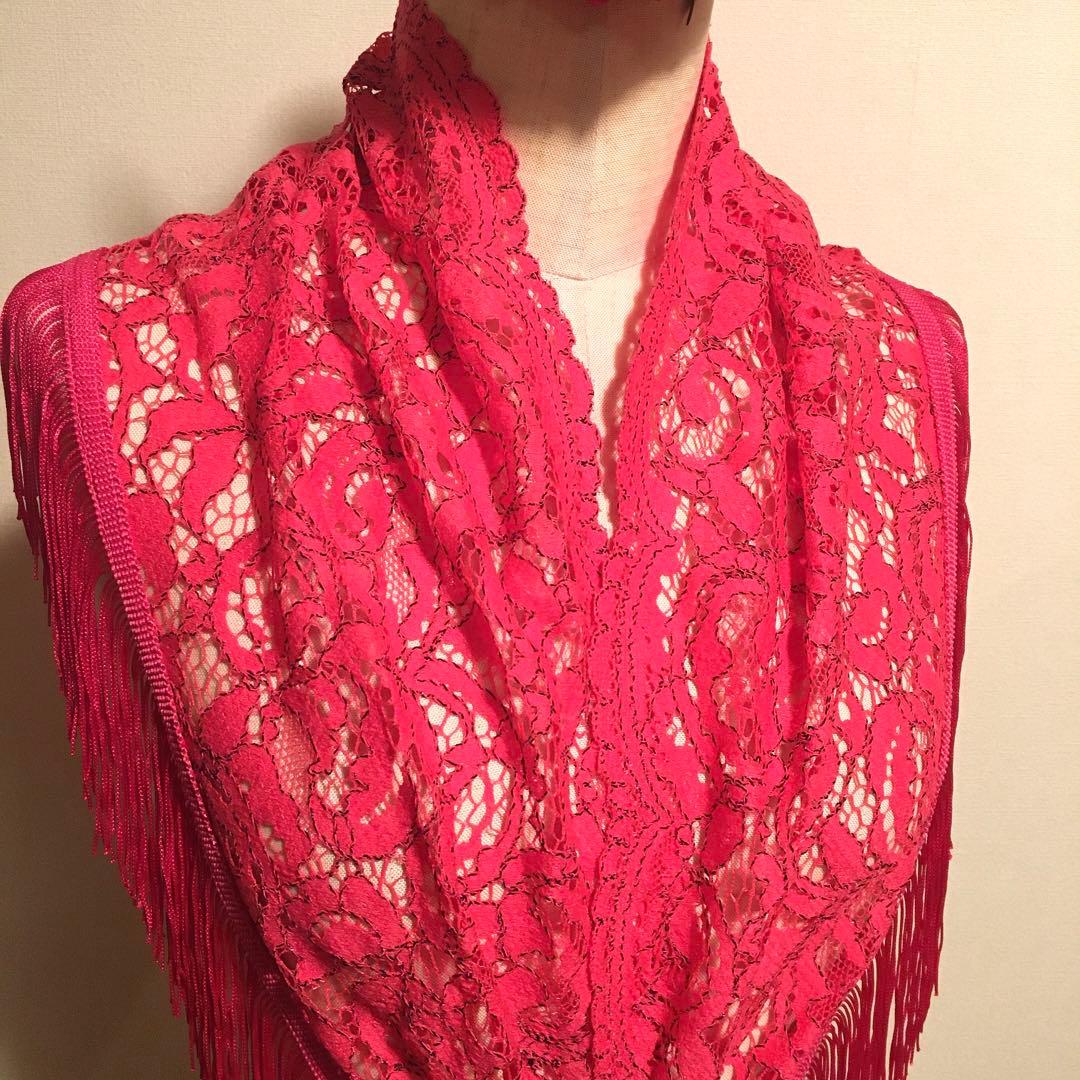 フラメンコ 衣装 ロングシージョ ピンクレース