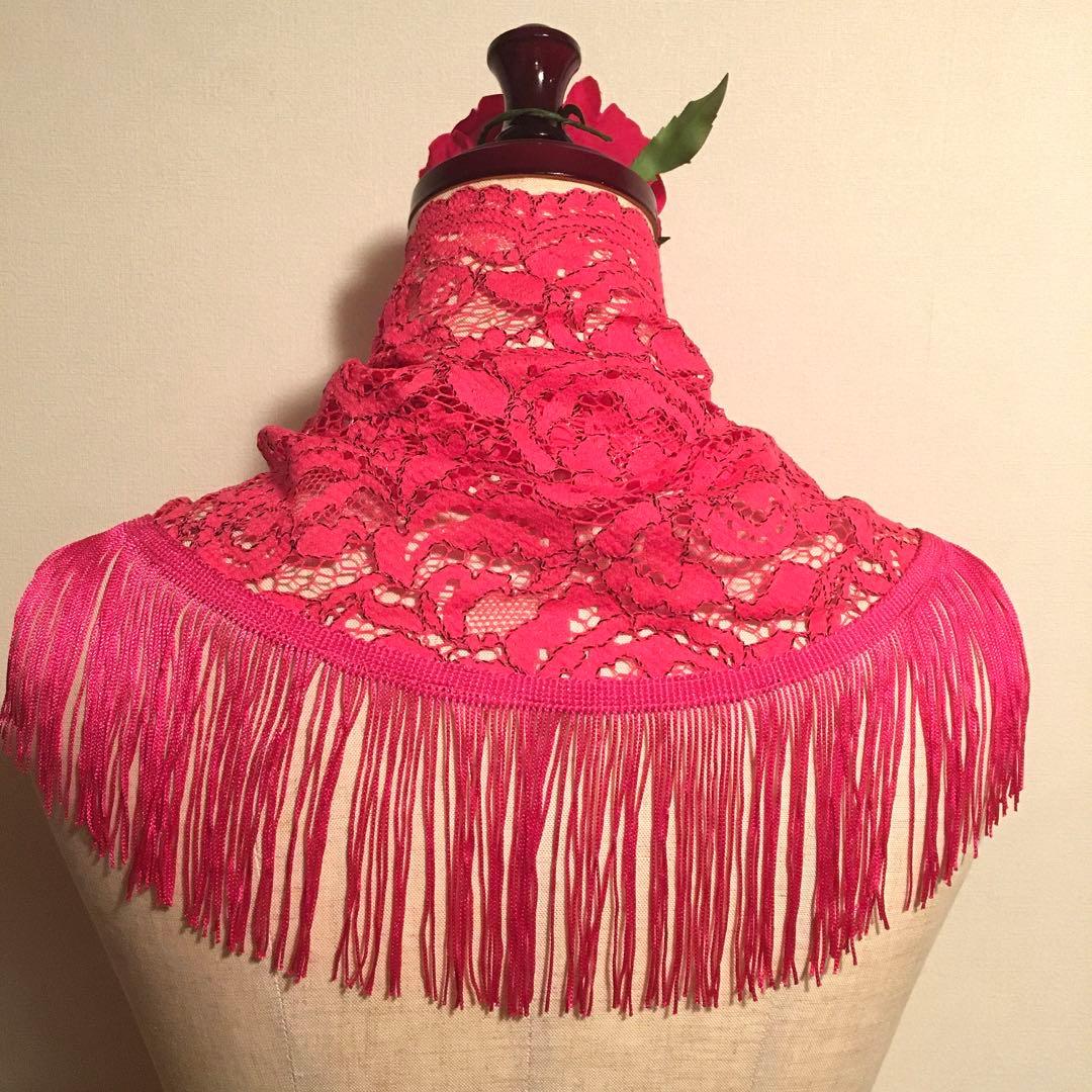 フラメンコ 衣装 ロングシージョ ピンクレース