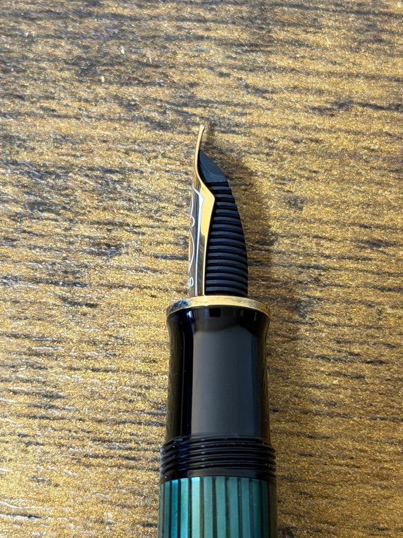 旧天冠　M800 18c ゴールド　M ペリカン　万年筆　緑縞　バイカラー