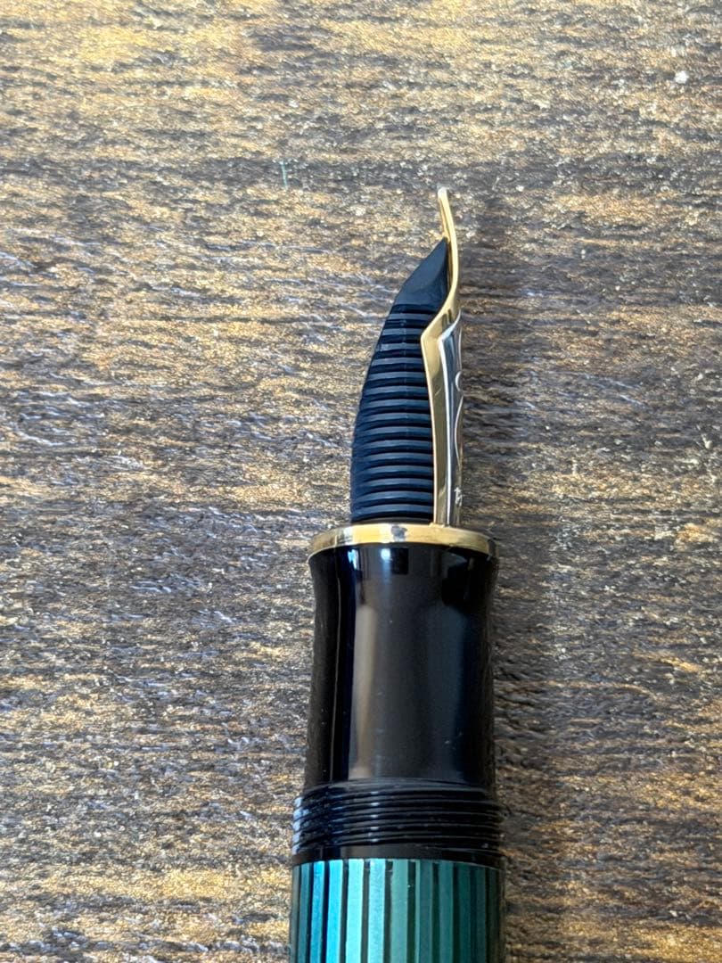 旧天冠　M800 18c ゴールド　M ペリカン　万年筆　緑縞　バイカラー