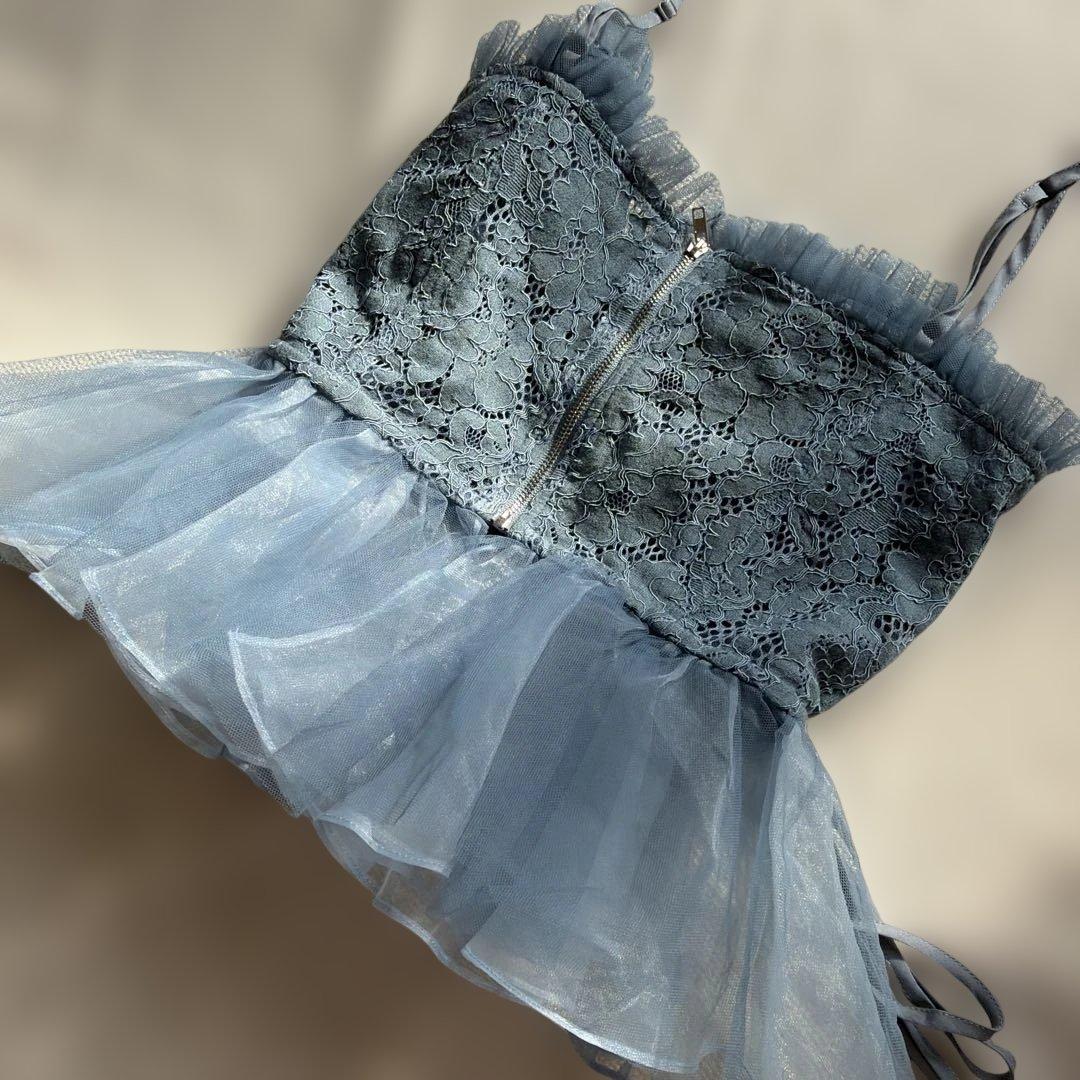 LA BELLE ETUDE 総レースペプラムビスチェ　ブルー