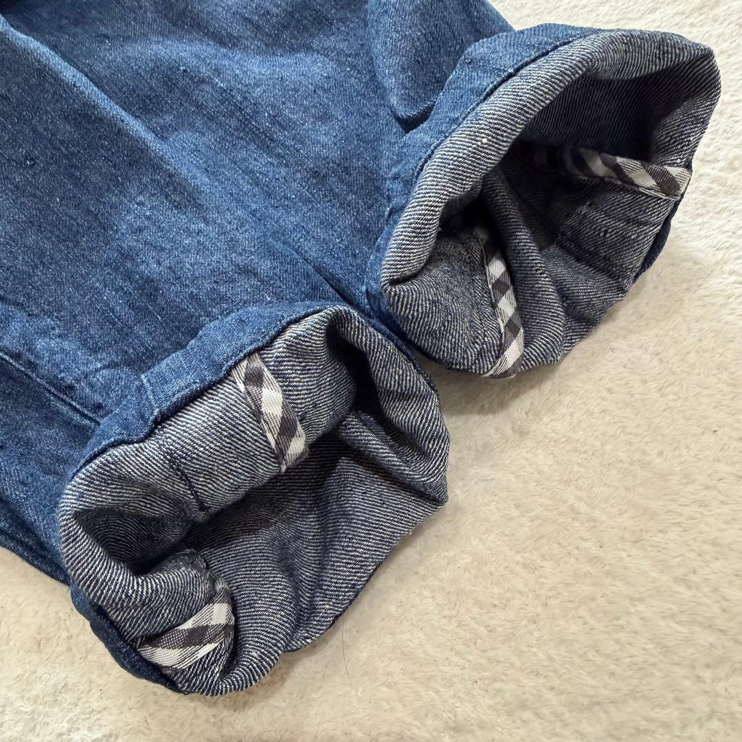 パパス デニム チャイナジャケット カンフージャケット リネン100% Lサイズ