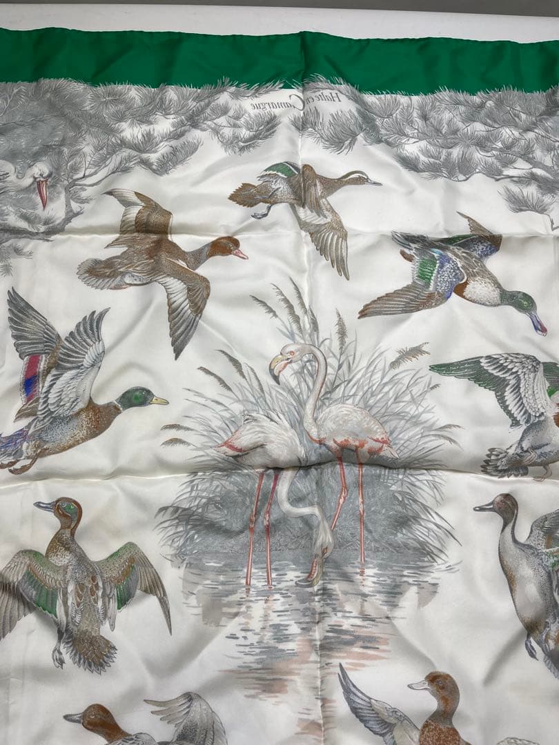 a0105-3HERMES　エルメス　スカーフ　カレ90　野鳥　フラミンゴ　大判