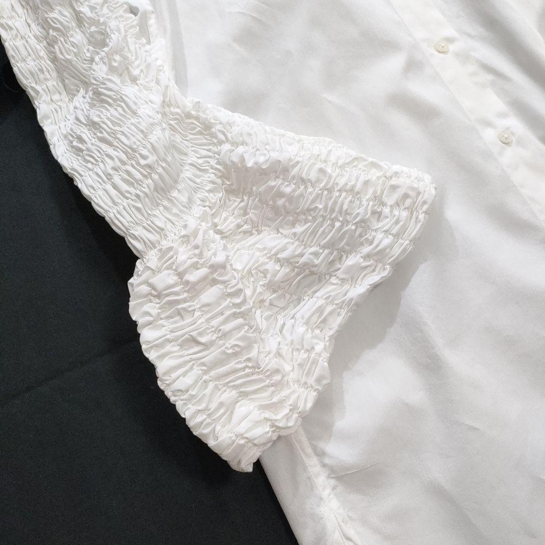 美品✨ドリスヴァンノッテン　シャーリングスリーブシャツワンピース　マキシ丈　白