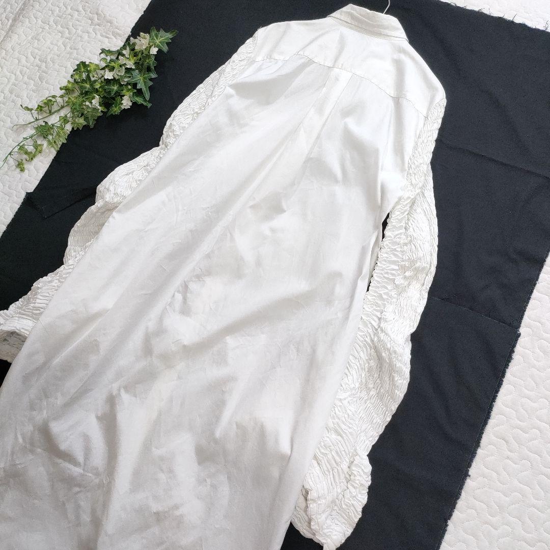 美品✨ドリスヴァンノッテン　シャーリングスリーブシャツワンピース　マキシ丈　白
