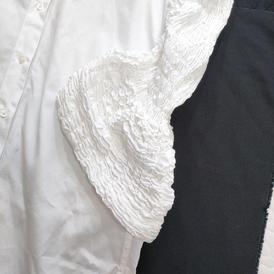 美品✨ドリスヴァンノッテン　シャーリングスリーブシャツワンピース　マキシ丈　白