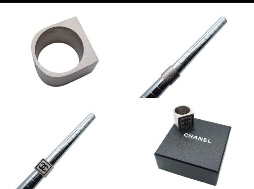【美品】CHANEL シャネル スクエアリング ココマークブラック 14号 レア