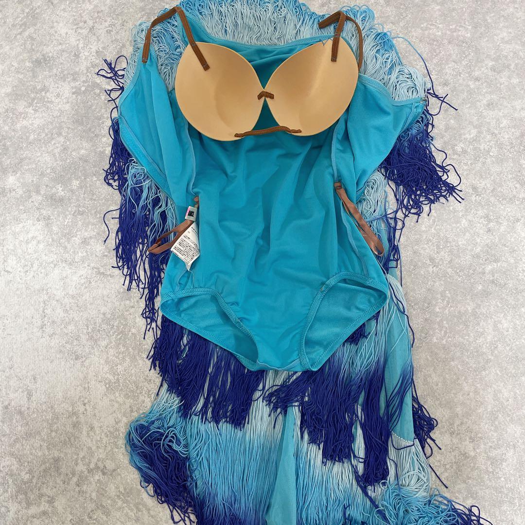 タカダンス ラテンドレス フリンジ ブルー 社交ダンスドレス 競技 デモ