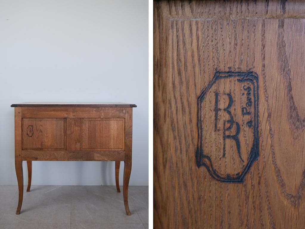 フランスアンティーク猫脚2杯ドロワー/チェスト/箪笥タンス/飾り棚(93-76)