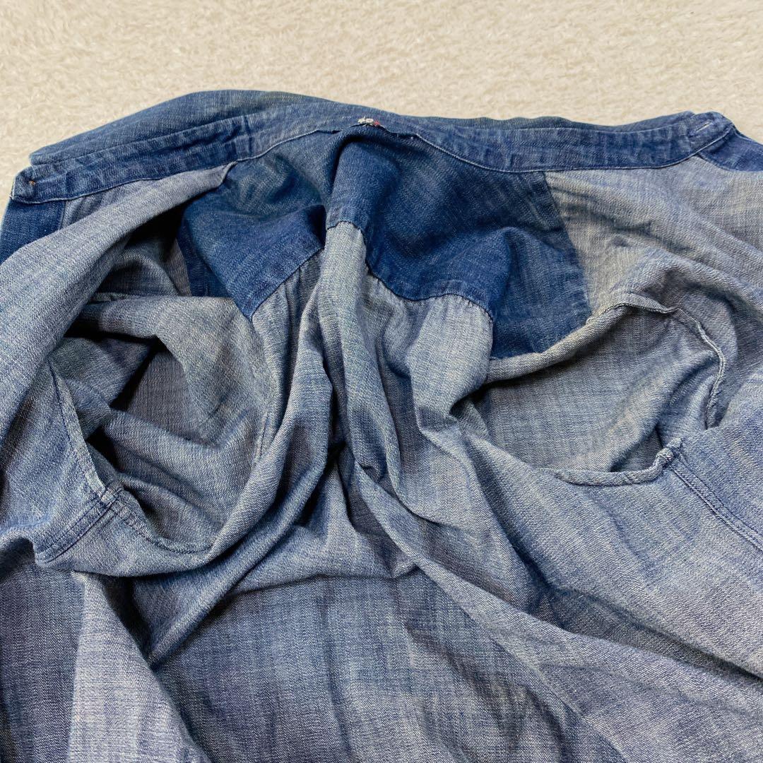 美品♡ 45R デニムシャツワンピース 2way 羽織 インディゴ 3