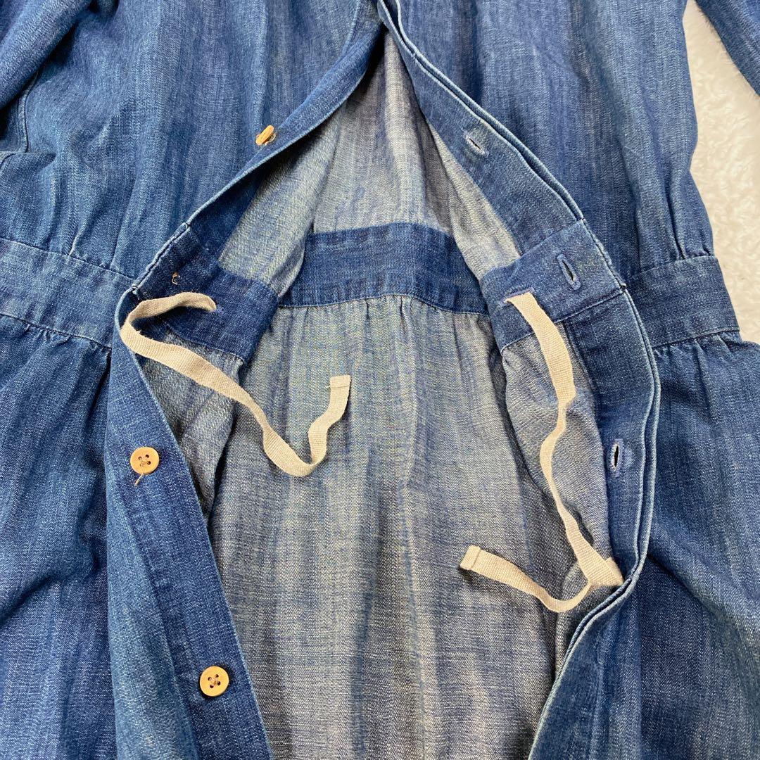 美品♡ 45R デニムシャツワンピース 2way 羽織 インディゴ 3