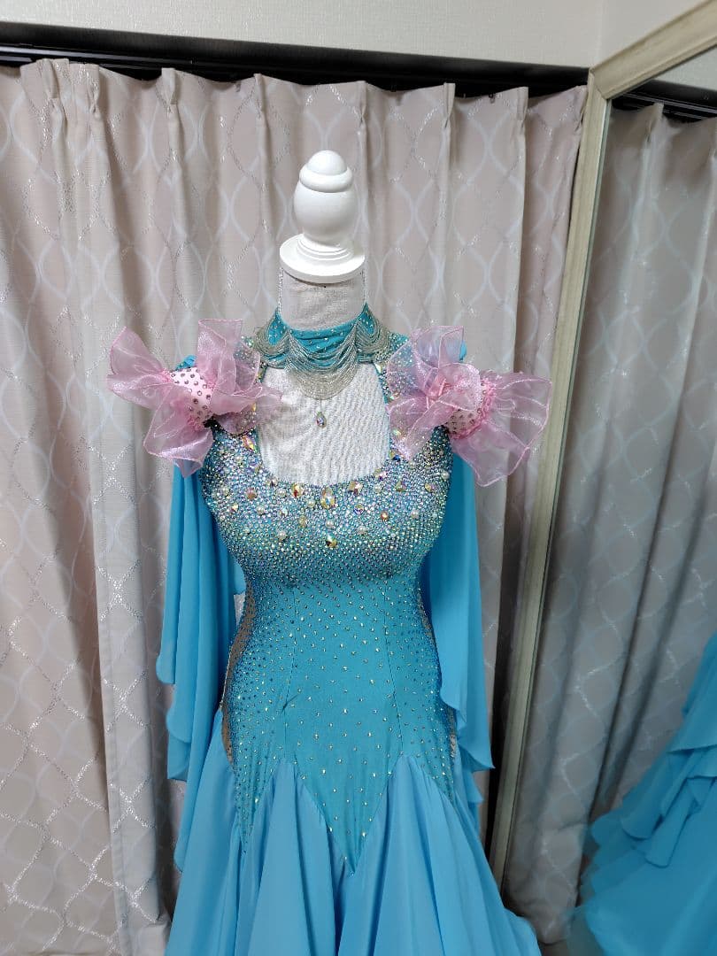 に*ん様 社交ダンス　水色ドレス　セミオーダードレス