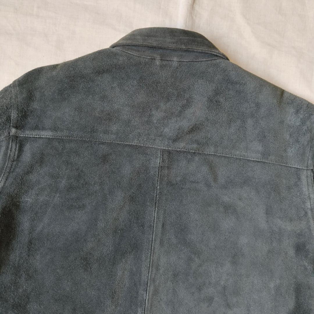90s 00s リアルレザー 牛革 スエード シャツ ジャケット ブラック 黒