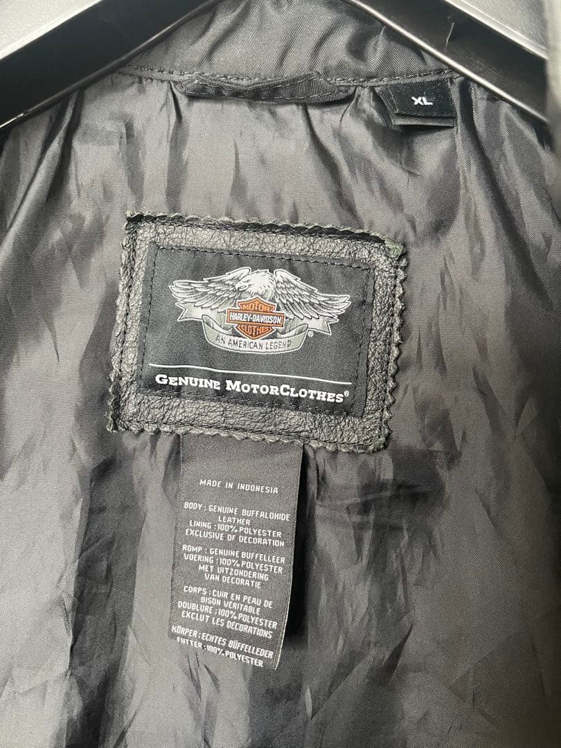 ジ*君様 HARLEY-DAVIDSON レザーベスト XL 本革 ブラックハー